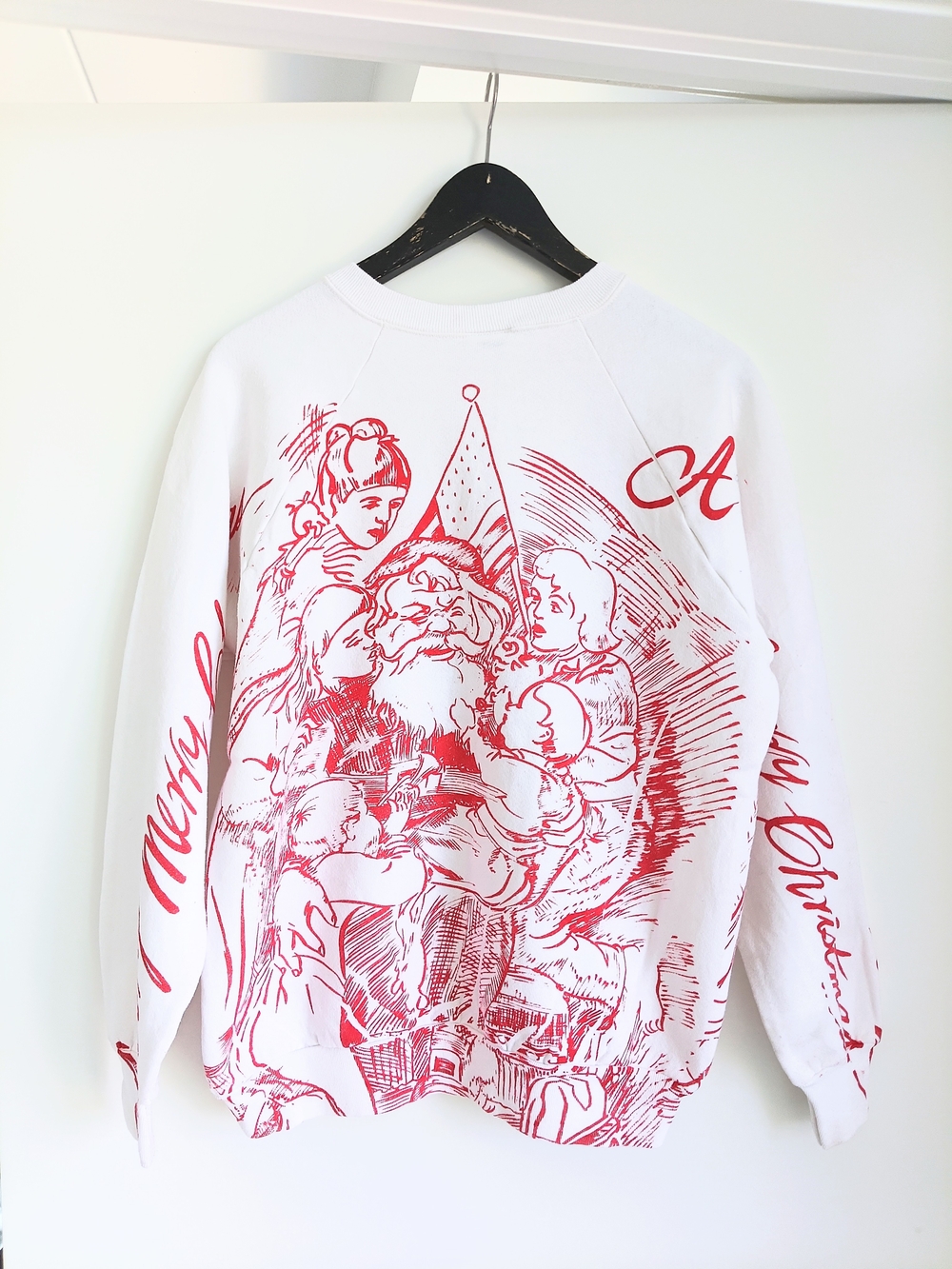 Vintage 90s Santa AOP All Over Print Christmas Sweatshirt L